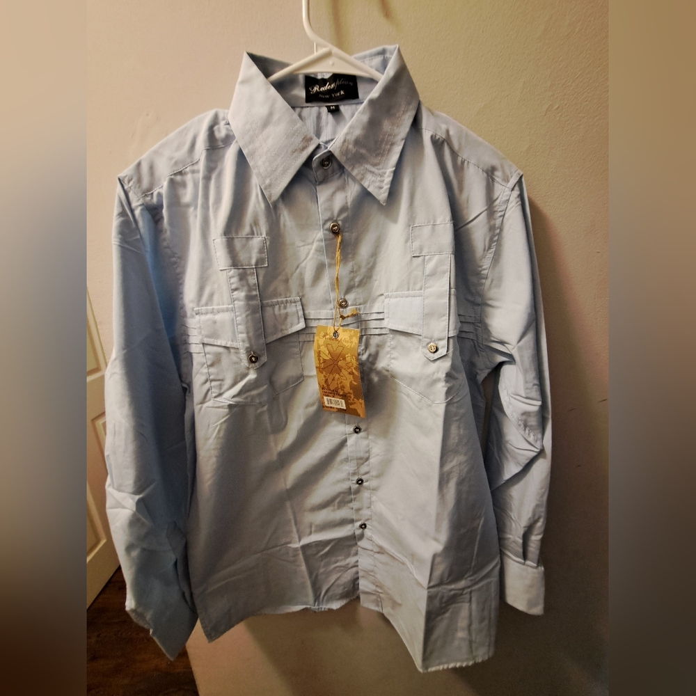 Redemption, Men's Shirt, Long-sleeved, Size (M) Medium, Color Blue, NWT